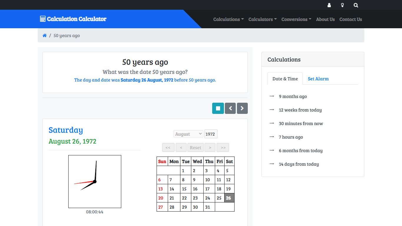 50 years ago | What was the date 50 years ago? - Calculation Calculator